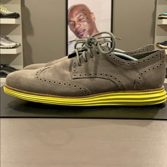 Cole Haan LunarGrand Oxford Wingtip - Gray/Yellow - Picture 2 of 4